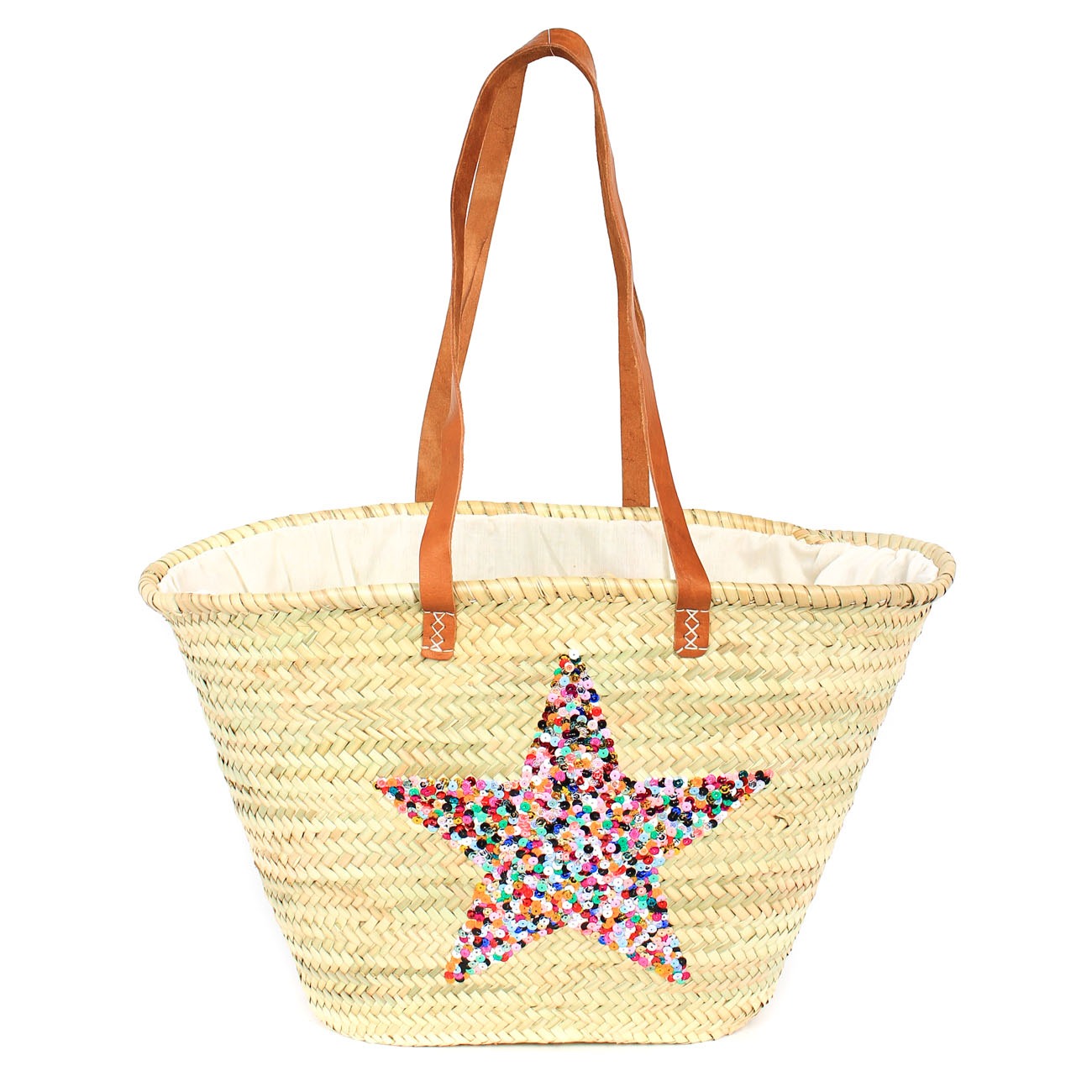 Capazo de Palma Estrella Lentejuelas • Capazos de Playa