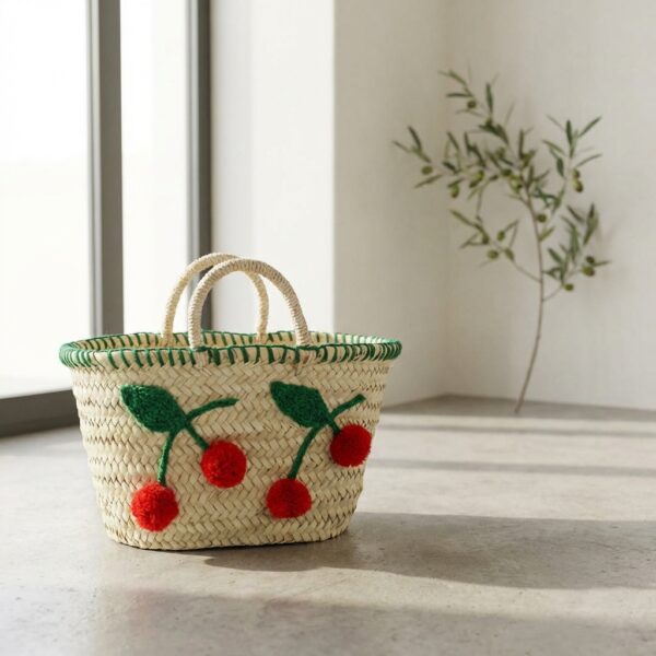 Capazo de Palma Pequeño Cerezas